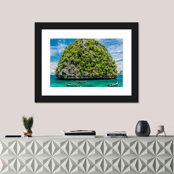 Rocky Island In Thailand Canvas Wall Art-1 Piece-Framed Print-20" x 16"-Tiaracle