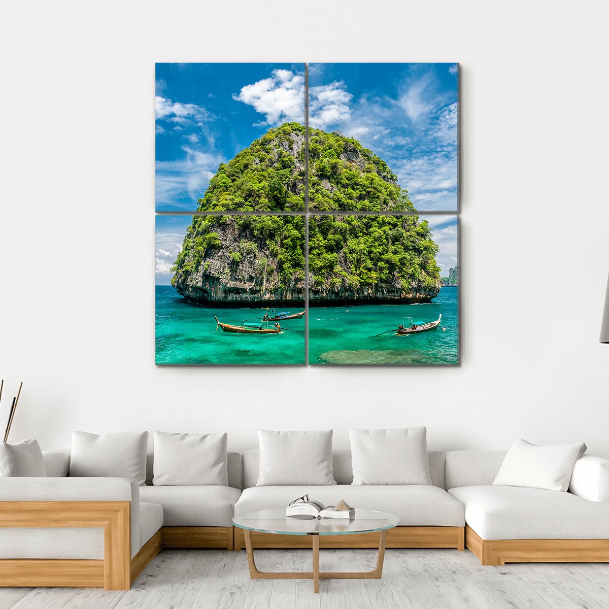 Rocky Island In Thailand Canvas Wall Art-4 Square-Gallery Wrap-17" x 17"-Tiaracle
