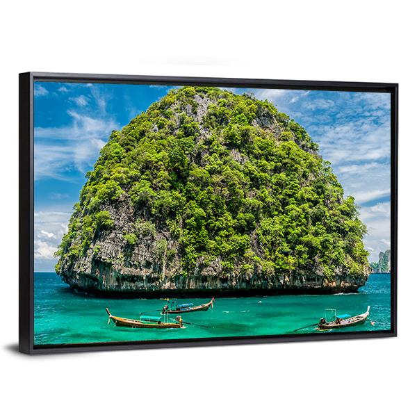 Rocky Island In Thailand Canvas Wall Art-3 Horizontal-Gallery Wrap-25" x 16"-Tiaracle