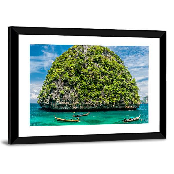 Rocky Island In Thailand Canvas Wall Art-3 Horizontal-Gallery Wrap-25" x 16"-Tiaracle