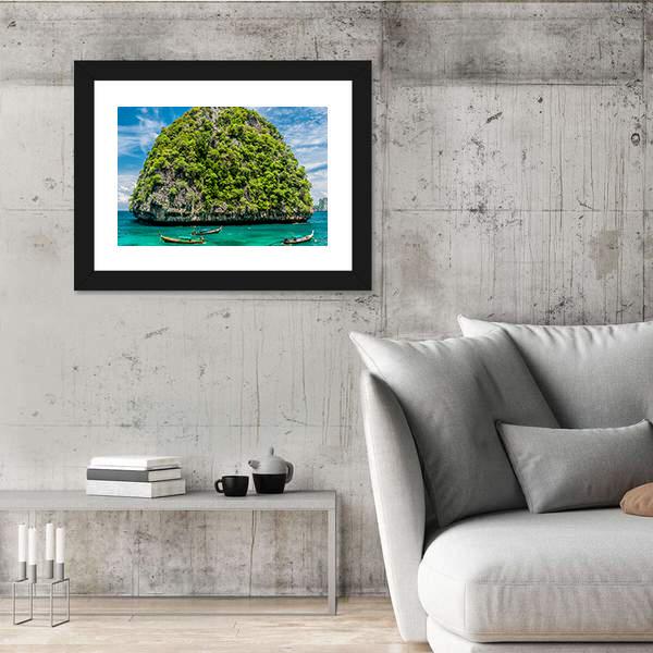 Rocky Island In Thailand Canvas Wall Art-3 Horizontal-Gallery Wrap-25" x 16"-Tiaracle