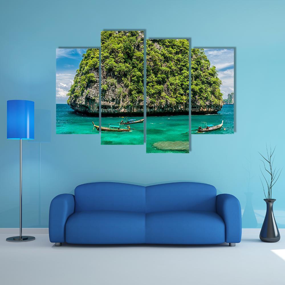 Rocky Island In Thailand Canvas Wall Art-4 Pop-Gallery Wrap-50" x 32"-Tiaracle