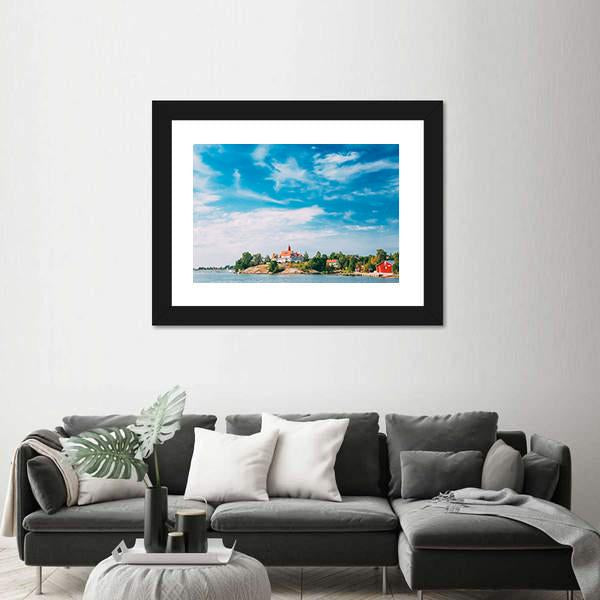 Rocky Island Near Helsinki Canvas Wall Art-1 Piece-Framed Print-20" x 16"-Tiaracle