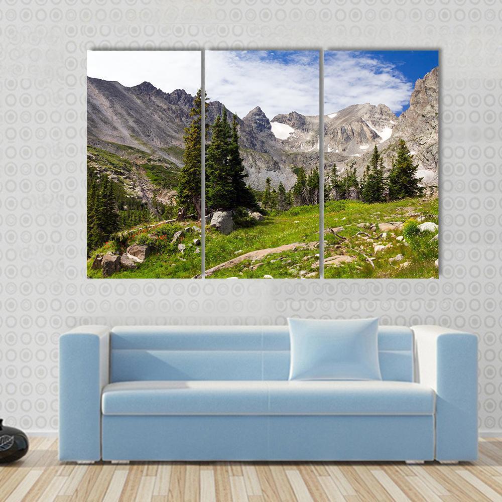 Rocky Mountains Landscape Canvas Wall Art-3 Horizontal-Gallery Wrap-37" x 24"-Tiaracle