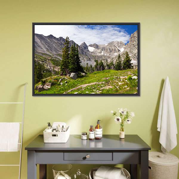Rocky Mountains Landscape Canvas Wall Art-3 Horizontal-Gallery Wrap-25" x 16"-Tiaracle