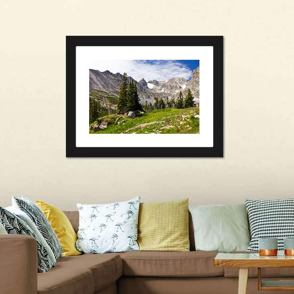 Rocky Mountains Landscape Canvas Wall Art-1 Piece-Framed Print-20" x 16"-Tiaracle