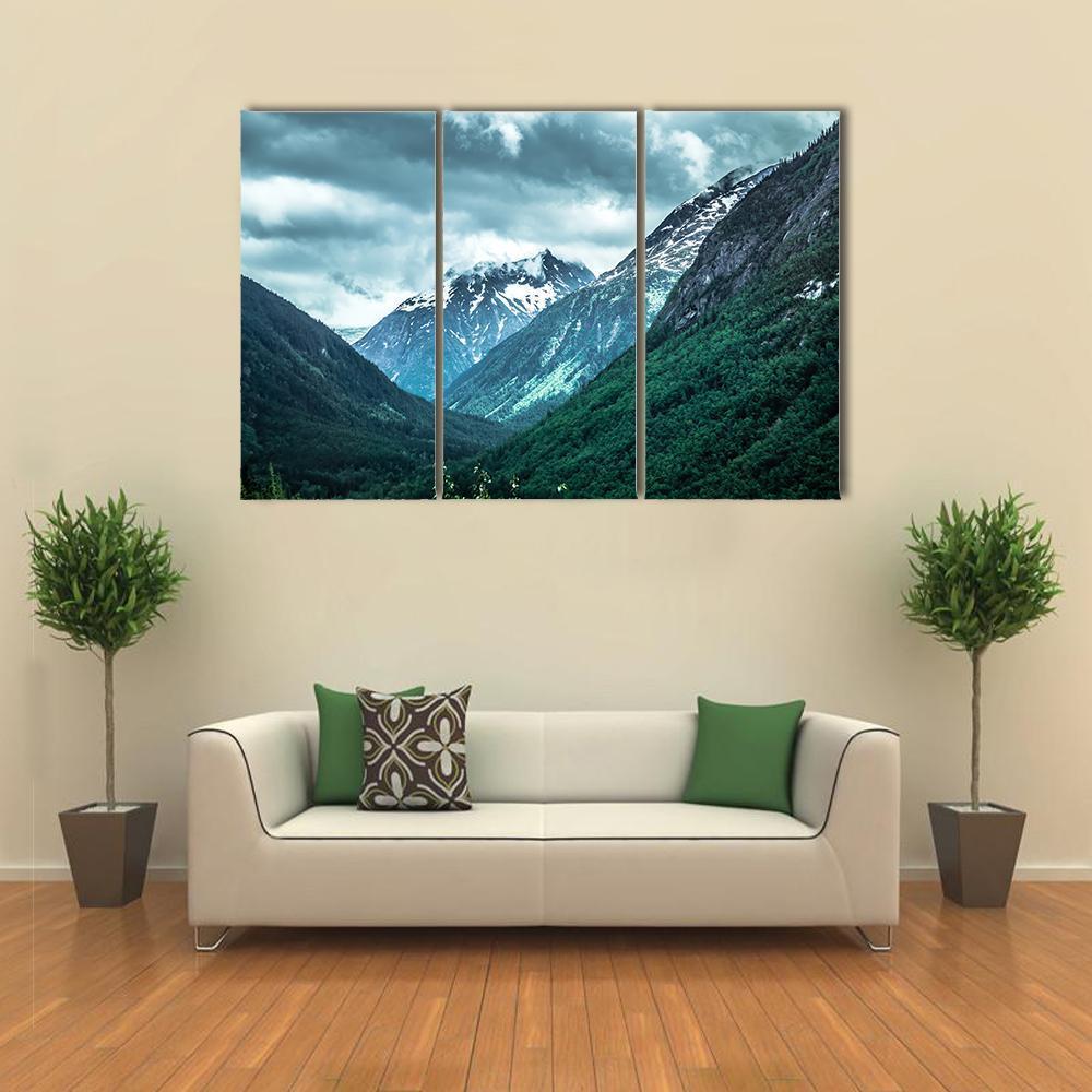 Rocky Mountains On Alaska British Columbia Border Canvas Wall Art-3 Horizontal-Gallery Wrap-37" x 24"-Tiaracle