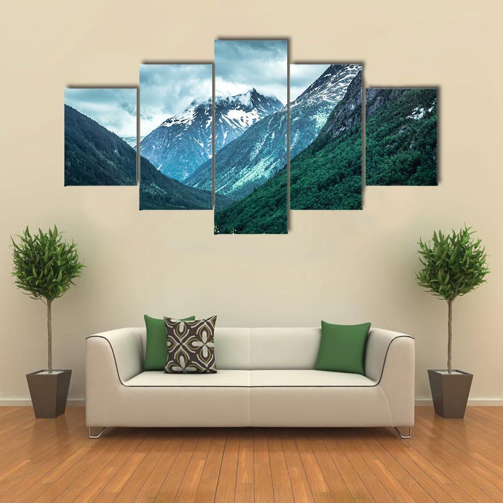 Rocky Mountains On Alaska British Columbia Border Canvas Wall Art-5 Star-Gallery Wrap-62" x 32"-Tiaracle