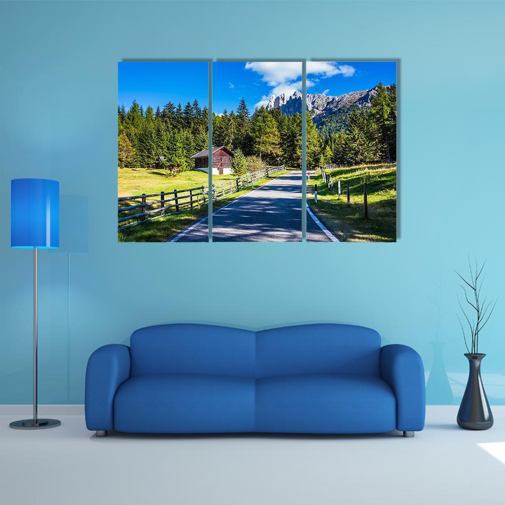 Rocky Peaks And Forested Mountains Canvas Wall Art-3 Horizontal-Gallery Wrap-37" x 24"-Tiaracle
