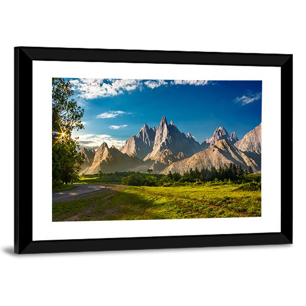Rocky Peaks At Sunset Canvas Wall Art-3 Horizontal-Gallery Wrap-25" x 16"-Tiaracle
