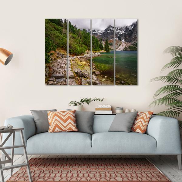 Rocky Road Along Shore Canvas Wall Art-4 Horizontal-Gallery Wrap-34" x 24"-Tiaracle