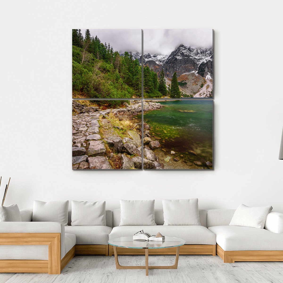 Rocky Road Along Shore Canvas Wall Art-4 Square-Gallery Wrap-17" x 17"-Tiaracle
