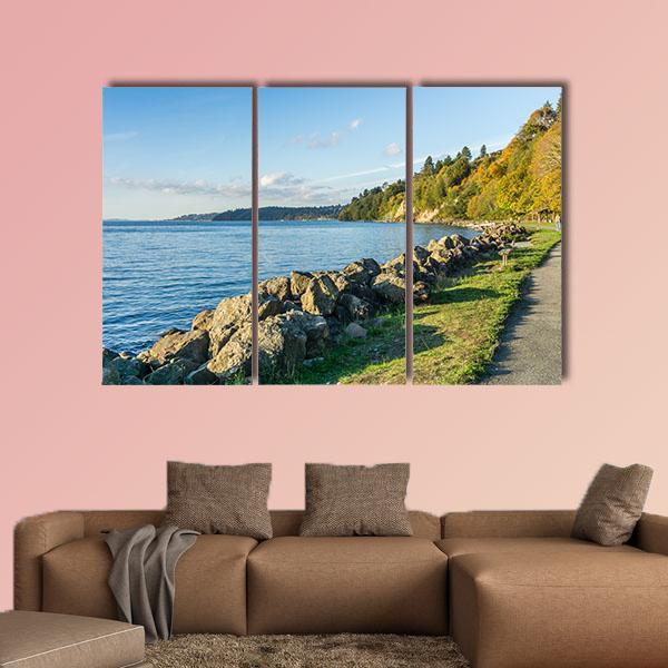 Rocky Shoreline At Saltwater State Park In The Autumn Canvas Wall Art-3 Horizontal-Gallery Wrap-37" x 24"-Tiaracle