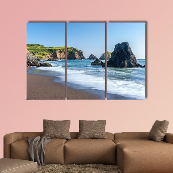 Rodeo Beach In California Canvas Wall Art-3 Horizontal-Gallery Wrap-37" x 24"-Tiaracle