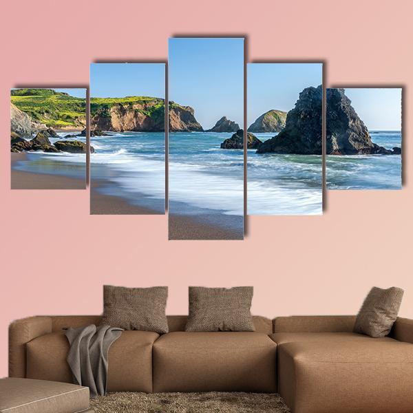 Rodeo Beach In California Canvas Wall Art-5 Star-Gallery Wrap-62" x 32"-Tiaracle