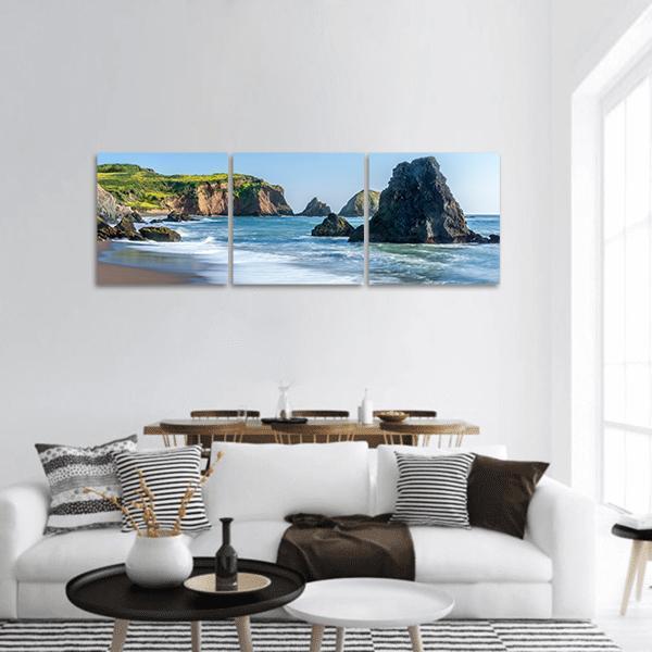 Rodeo Beach In California Panoramic Canvas Wall Art-3 Piece-25" x 08"-Tiaracle