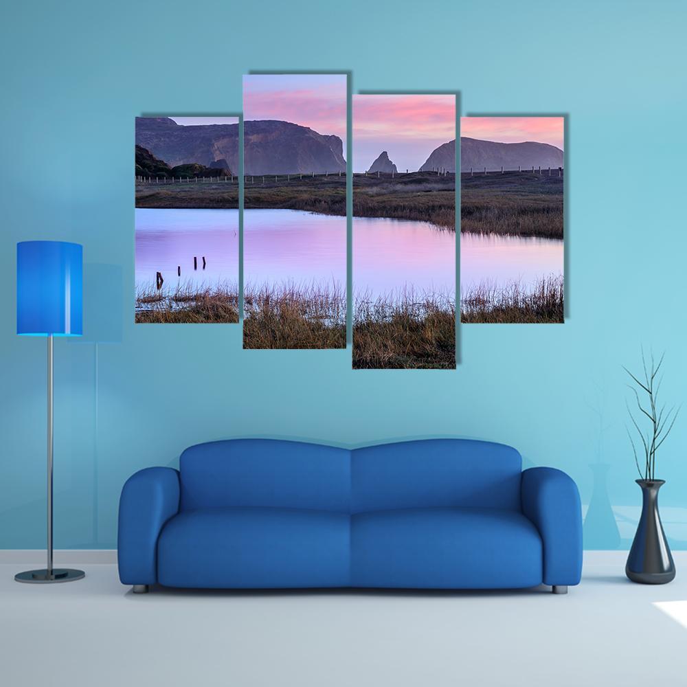 Rodeo Lagoon In Dusk Colors Canvas Wall Art-4 Pop-Gallery Wrap-50" x 32"-Tiaracle