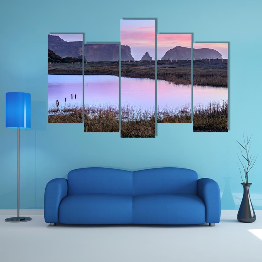 Rodeo Lagoon In Dusk Colors Canvas Wall Art-5 Pop-Gallery Wrap-47" x 32"-Tiaracle