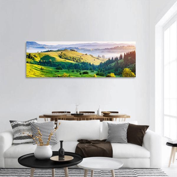 Rolling Countryside Farm Ukraine Panoramic Canvas Wall Art-3 Piece-25" x 08"-Tiaracle