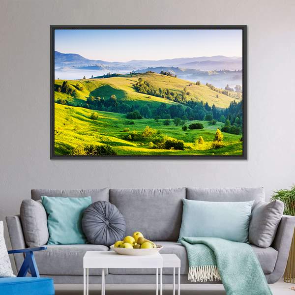 Rolling Countryside Farm Ukraine Canvas Wall Art-1 Piece-Floating Frame-24" x 16"-Tiaracle