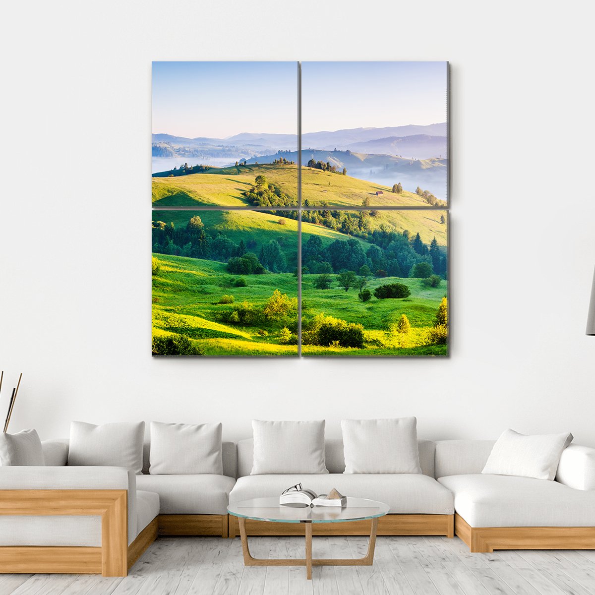 Rolling Countryside Farm Ukraine Canvas Wall Art-4 Square-Gallery Wrap-17" x 17"-Tiaracle