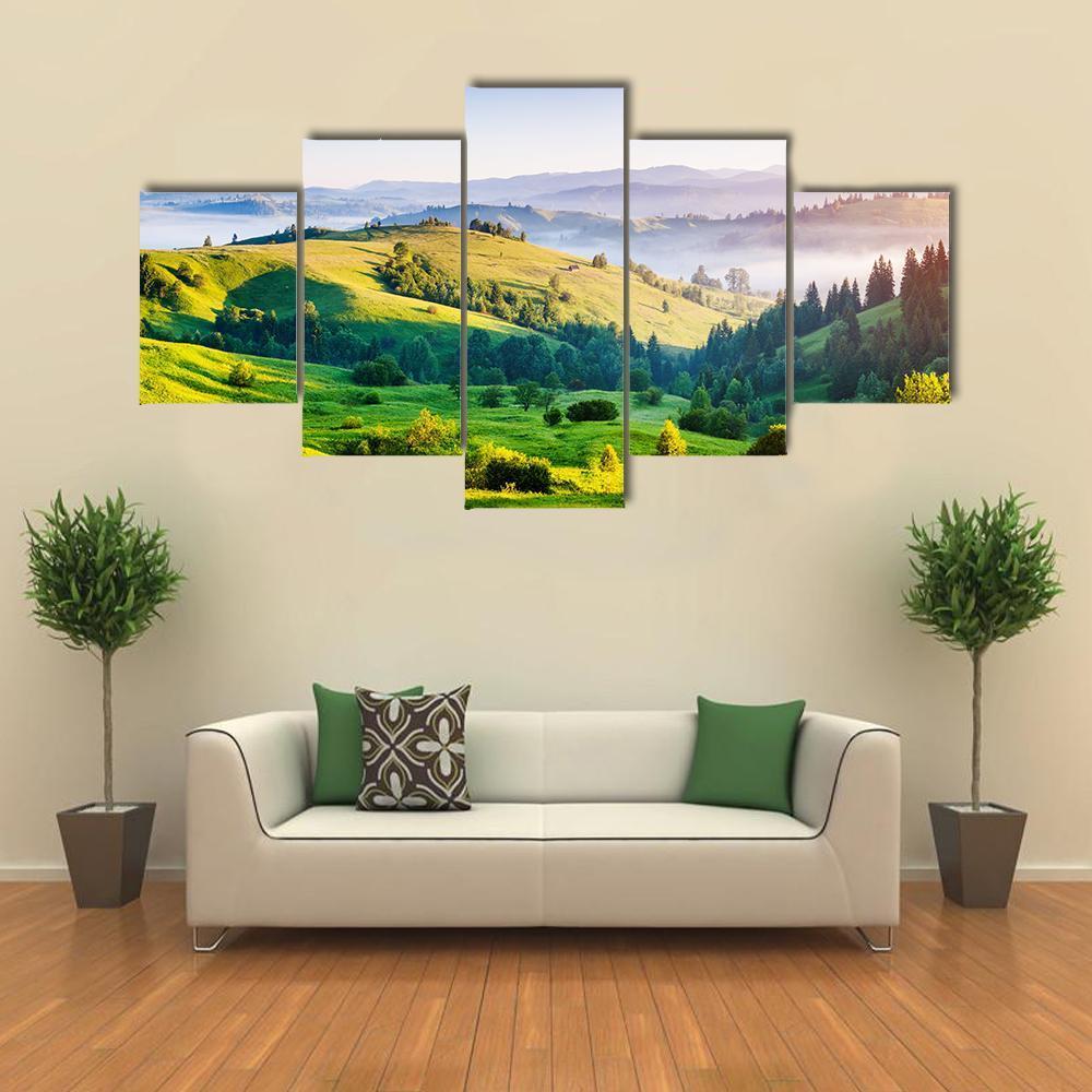 Rolling Countryside Farm Ukraine Canvas Wall Art-5 Star-Gallery Wrap-62" x 32"-Tiaracle