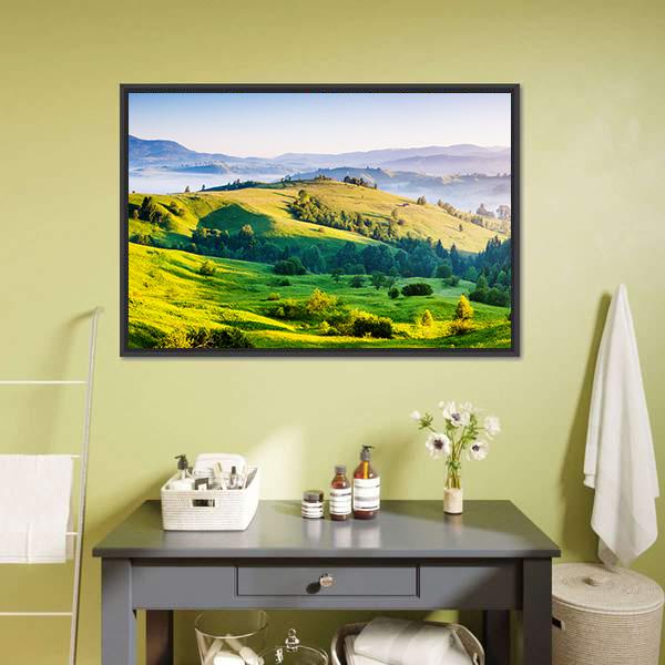 Rolling Countryside Farm Ukraine Canvas Wall Art-1 Piece-Floating Frame-24" x 16"-Tiaracle
