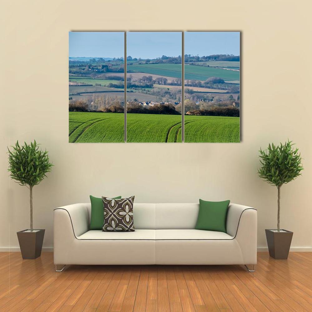 Rolling Oxfordshire Countryside Canvas Wall Art-3 Horizontal-Gallery Wrap-37" x 24"-Tiaracle