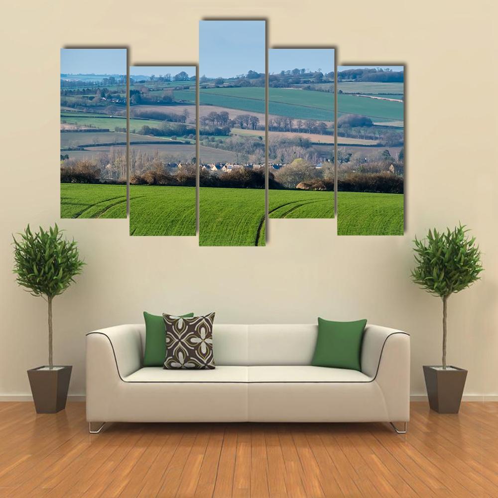 Rolling Oxfordshire Countryside Canvas Wall Art-5 Pop-Gallery Wrap-47" x 32"-Tiaracle