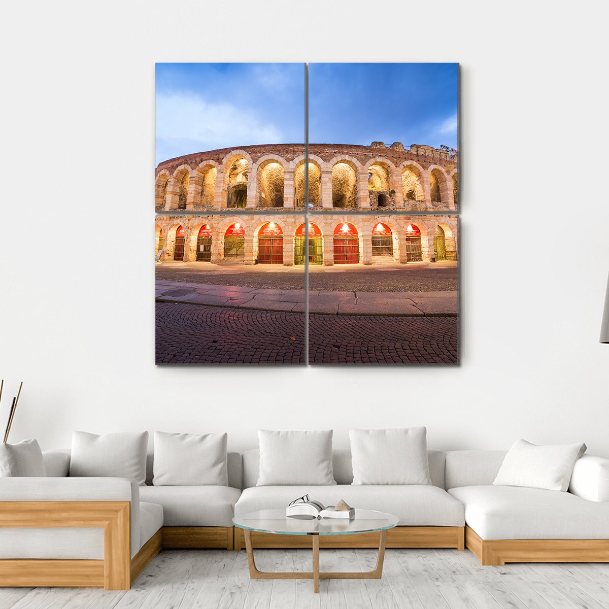 Roman Arena In Verona Italy Canvas Wall Art-4 Square-Gallery Wrap-17" x 17"-Tiaracle