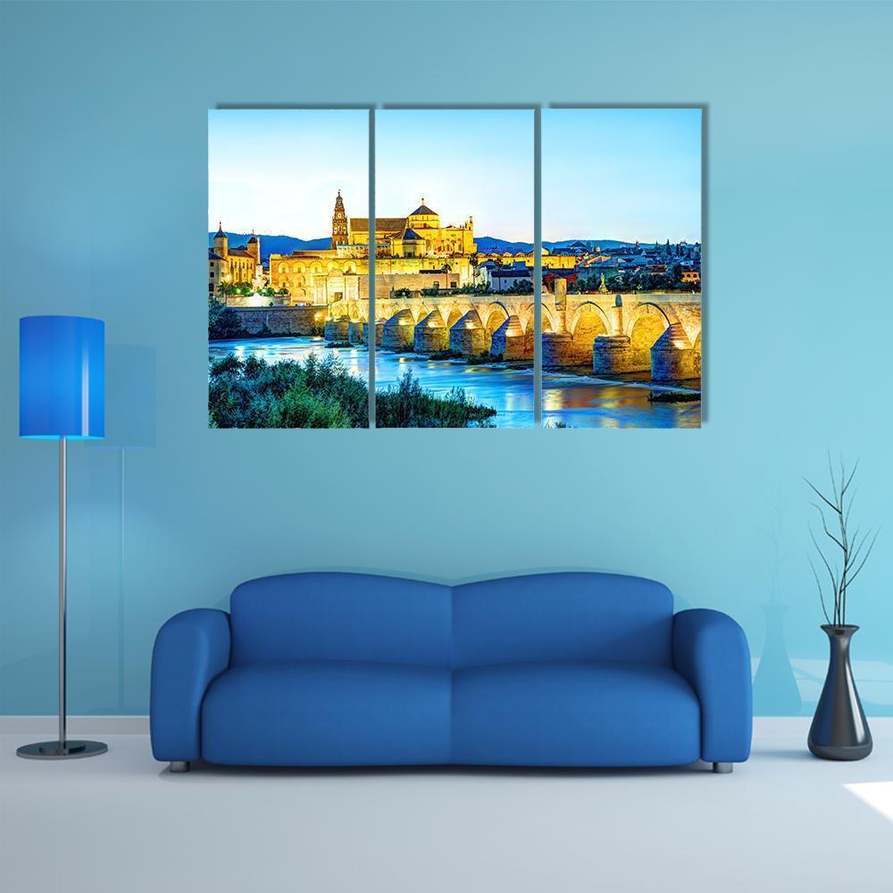 Roman Bridge And Guadalquivir River Canvas Wall Art-3 Horizontal-Gallery Wrap-37" x 24"-Tiaracle
