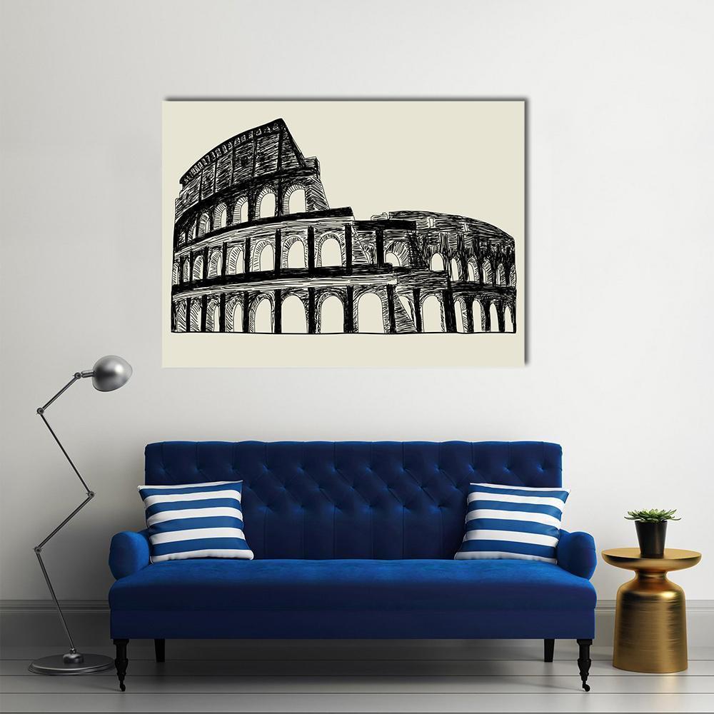 Roman Coliseum Canvas Wall Art-1 Piece-Gallery Wrap-48" x 32"-Tiaracle