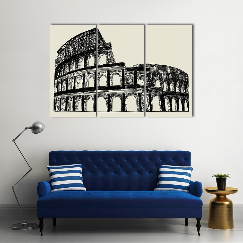Roman Coliseum Canvas Wall Art-3 Horizontal-Gallery Wrap-37" x 24"-Tiaracle