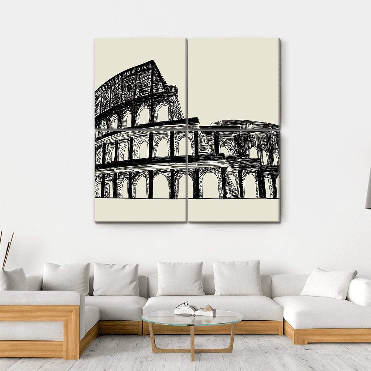 Roman Coliseum Canvas Wall Art-4 Square-Gallery Wrap-17" x 17"-Tiaracle