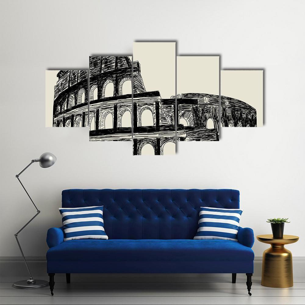 Roman Coliseum Canvas Wall Art-5 Star-Gallery Wrap-62" x 32"-Tiaracle