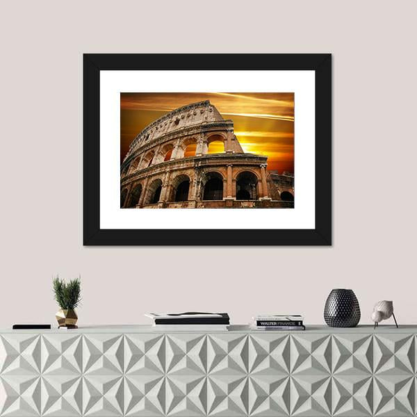 Roman Colosseum At Sunrise Canvas Wall Art-1 Piece-Framed Print-20" x 16"-Tiaracle
