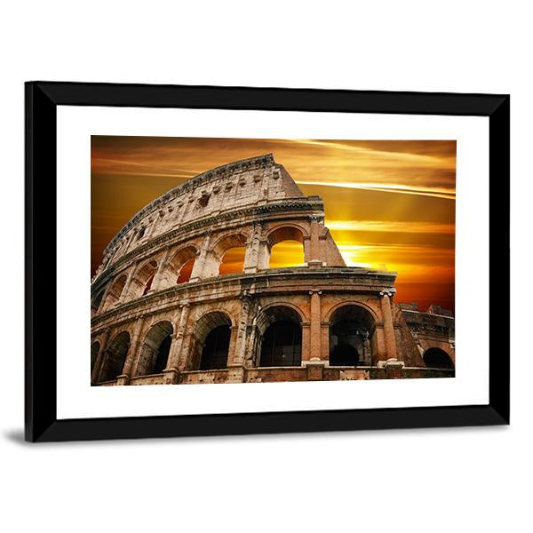 Roman Colosseum At Sunrise Canvas Wall Art-3 Horizontal-Gallery Wrap-25" x 16"-Tiaracle
