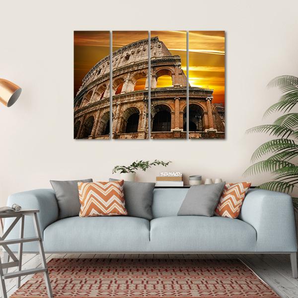 Roman Colosseum At Sunrise Canvas Wall Art-4 Horizontal-Gallery Wrap-34" x 24"-Tiaracle