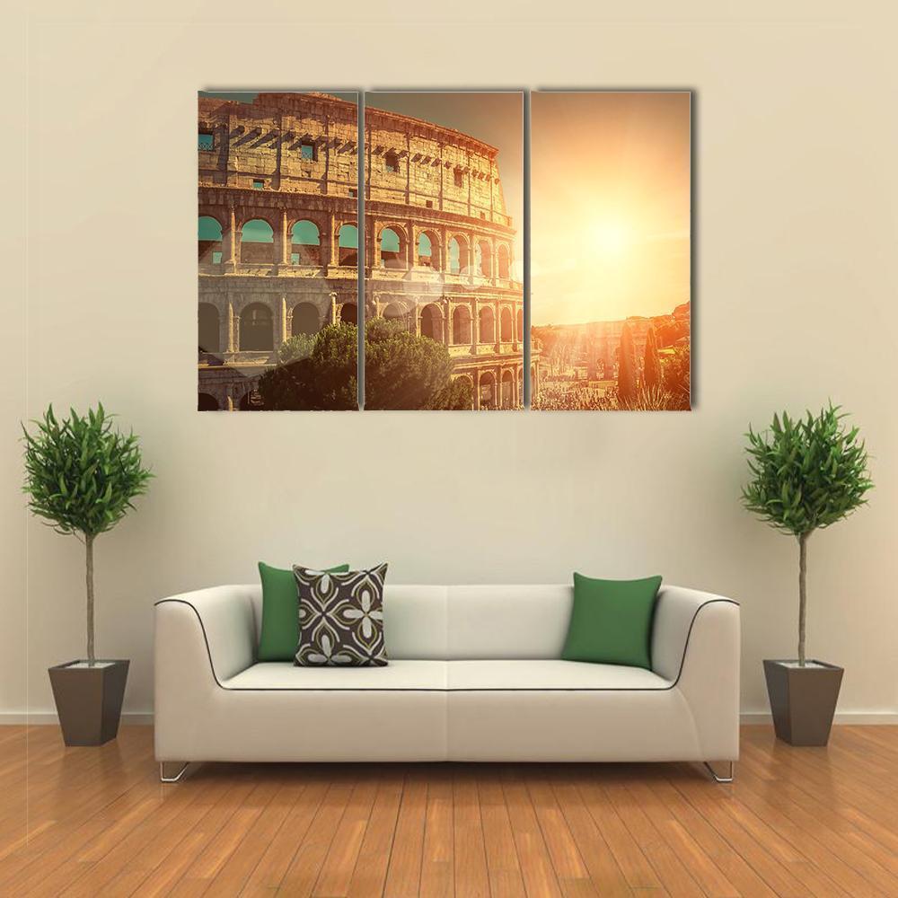 Roman Colosseum Canvas Wall Art-3 Horizontal-Gallery Wrap-37" x 24"-Tiaracle