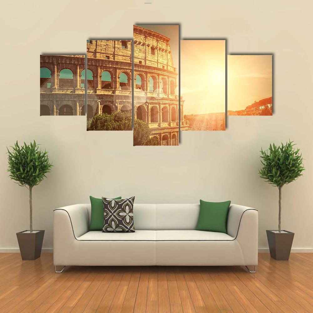 Roman Colosseum Canvas Wall Art-5 Star-Gallery Wrap-62" x 32"-Tiaracle