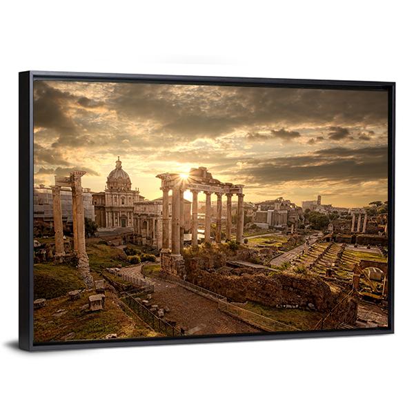Roman Ruins In Rome Canvas Wall Art-3 Horizontal-Gallery Wrap-25" x 16"-Tiaracle