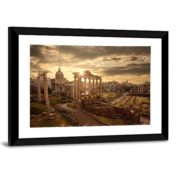 Roman Ruins In Rome Canvas Wall Art-3 Horizontal-Gallery Wrap-25" x 16"-Tiaracle