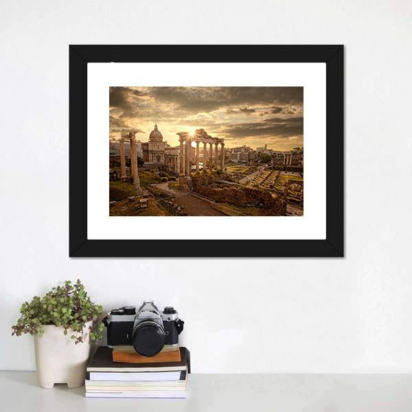 Roman Ruins In Rome Canvas Wall Art-1 Piece-Framed Print-20" x 16"-Tiaracle