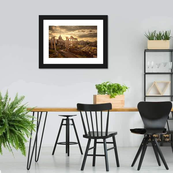 Roman Ruins In Rome Canvas Wall Art-3 Horizontal-Gallery Wrap-25" x 16"-Tiaracle