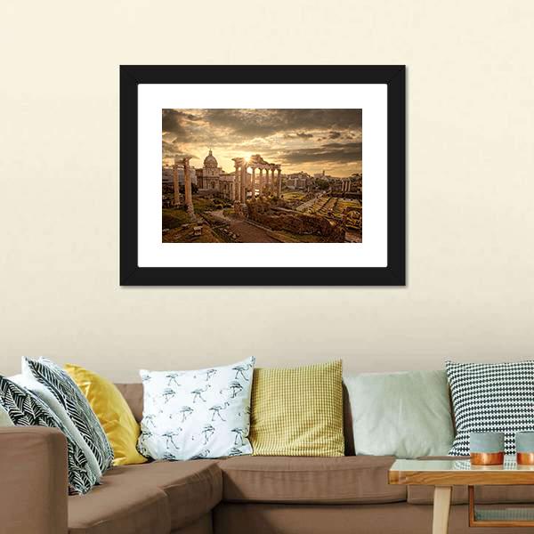 Roman Ruins In Rome Canvas Wall Art-3 Horizontal-Gallery Wrap-25" x 16"-Tiaracle