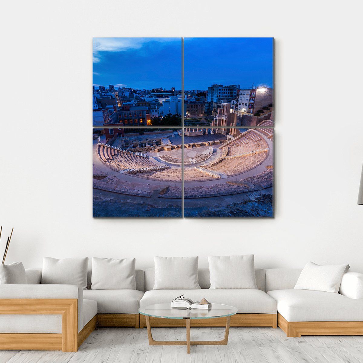 Roman Theatre In Cartagena Canvas Wall Art-4 Square-Gallery Wrap-17" x 17"-Tiaracle