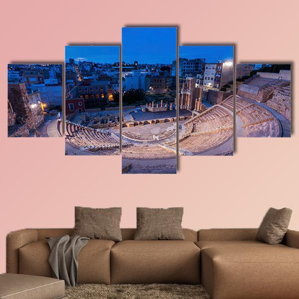 Roman Theatre In Cartagena Canvas Wall Art-5 Star-Gallery Wrap-62" x 32"-Tiaracle