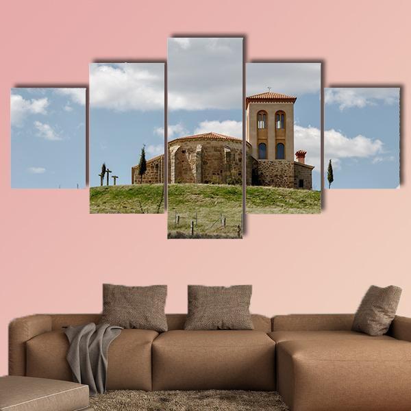 Romanesque Hermitage Of San Cristobal In Spain Canvas Wall Art-5 Star-Gallery Wrap-62" x 32"-Tiaracle