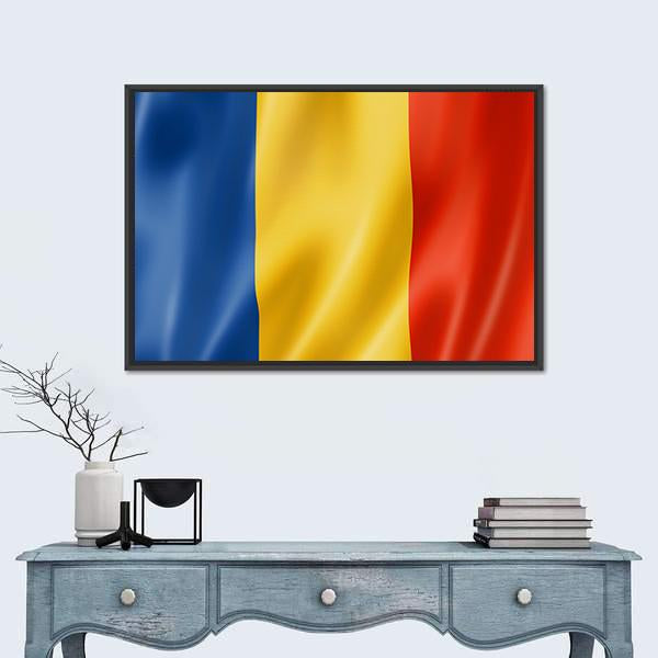 Romania Flag Canvas Wall Art-1 Piece-Floating Frame-24" x 16"-Tiaracle