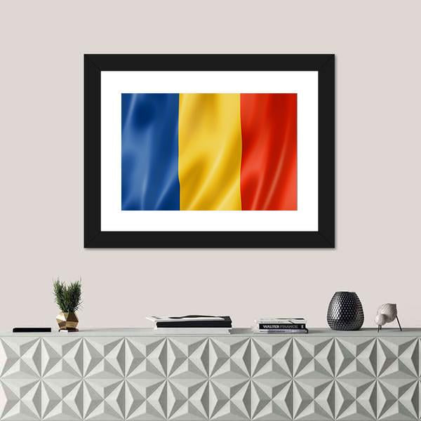 Romania Flag Canvas Wall Art-1 Piece-Framed Print-20" x 16"-Tiaracle